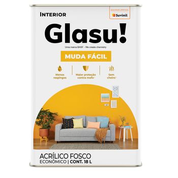 Tinta Acrílica Econômica Fosco 18l Muda Fácil - Glasu!